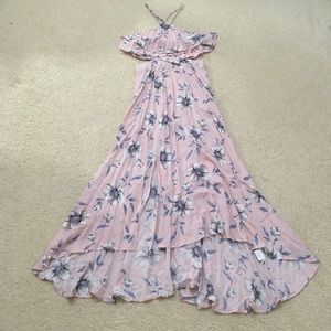 Forever 21 Floral Halter Cut out Maxi Dress Med